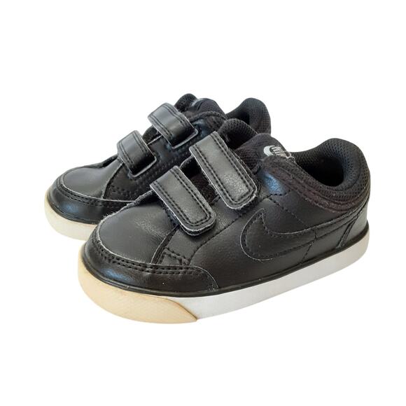 Nike Capri 3 Baby Sneakers Black Leather Low Top Running Shoes Toddler 8